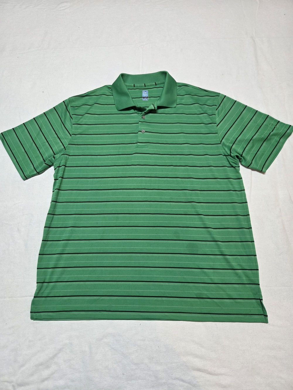 PGA Tour Green Striped Short-Sleeve Polo Size XL